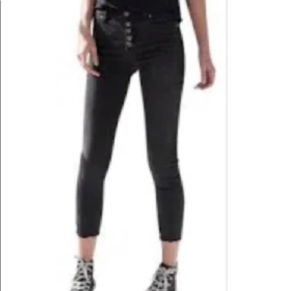 Free People Reagan Button Front Jean Washed Black W 25